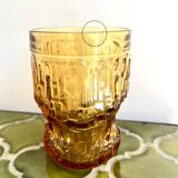 7 amber glasses and carafe Italy 70s