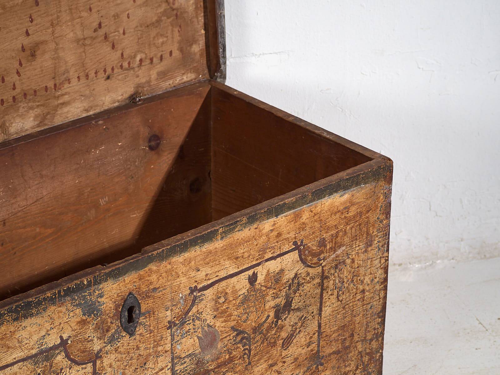 Antique solid gilded wooden chest dated 1846 #86