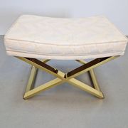 Vintage Regency Brass Cross Stool, Italy, 1970s