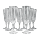 Nine champagne flutes
