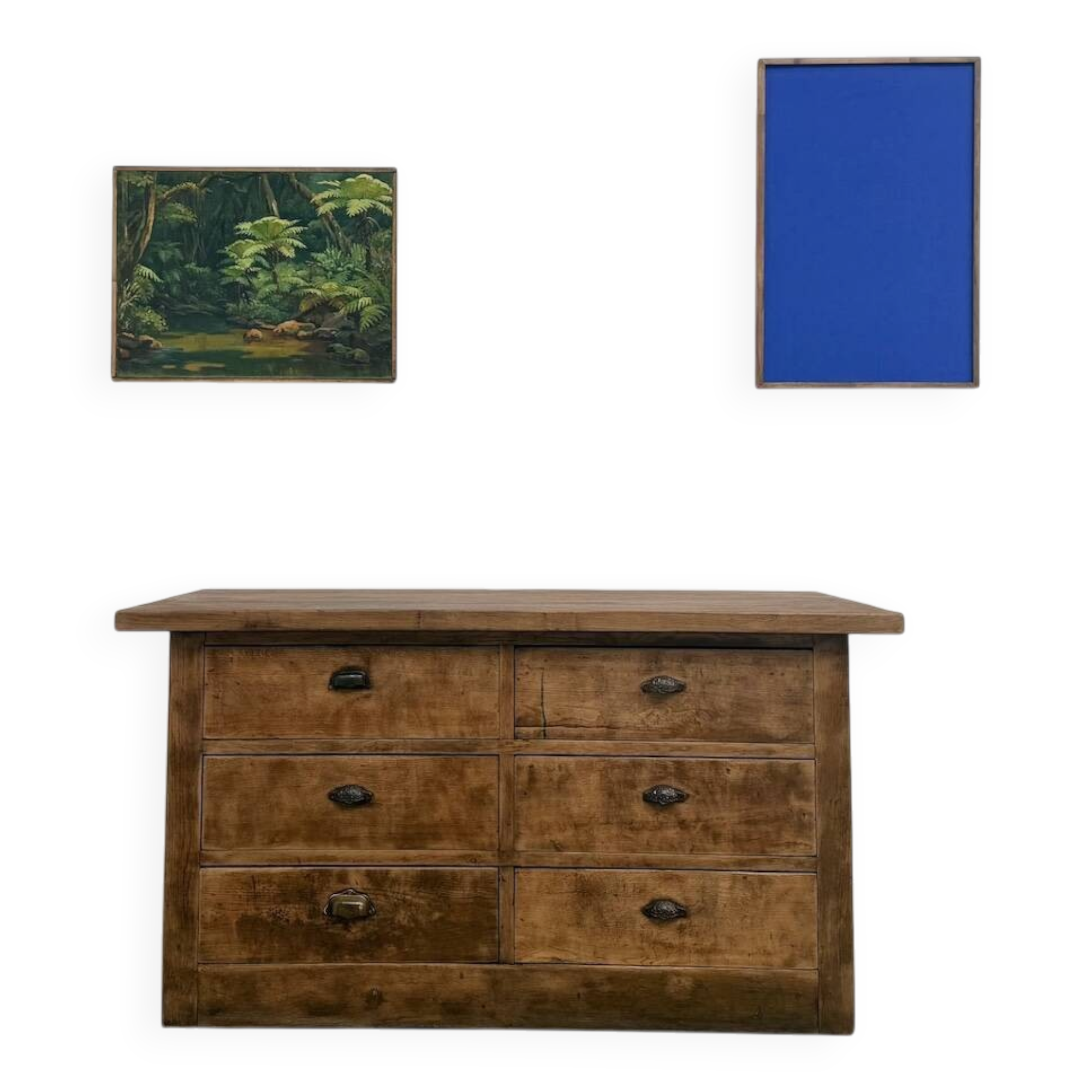 Solid oak trade counter, six drawers, France, circa 1920.