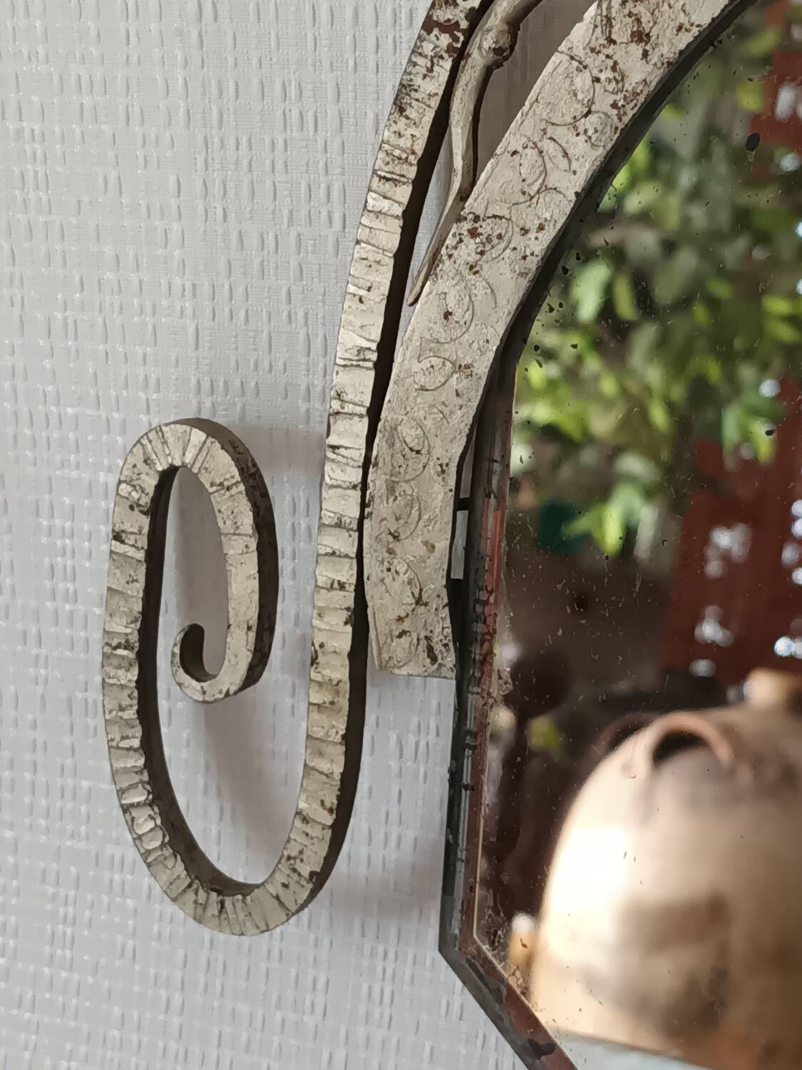 Hammered iron Art Deco mirror