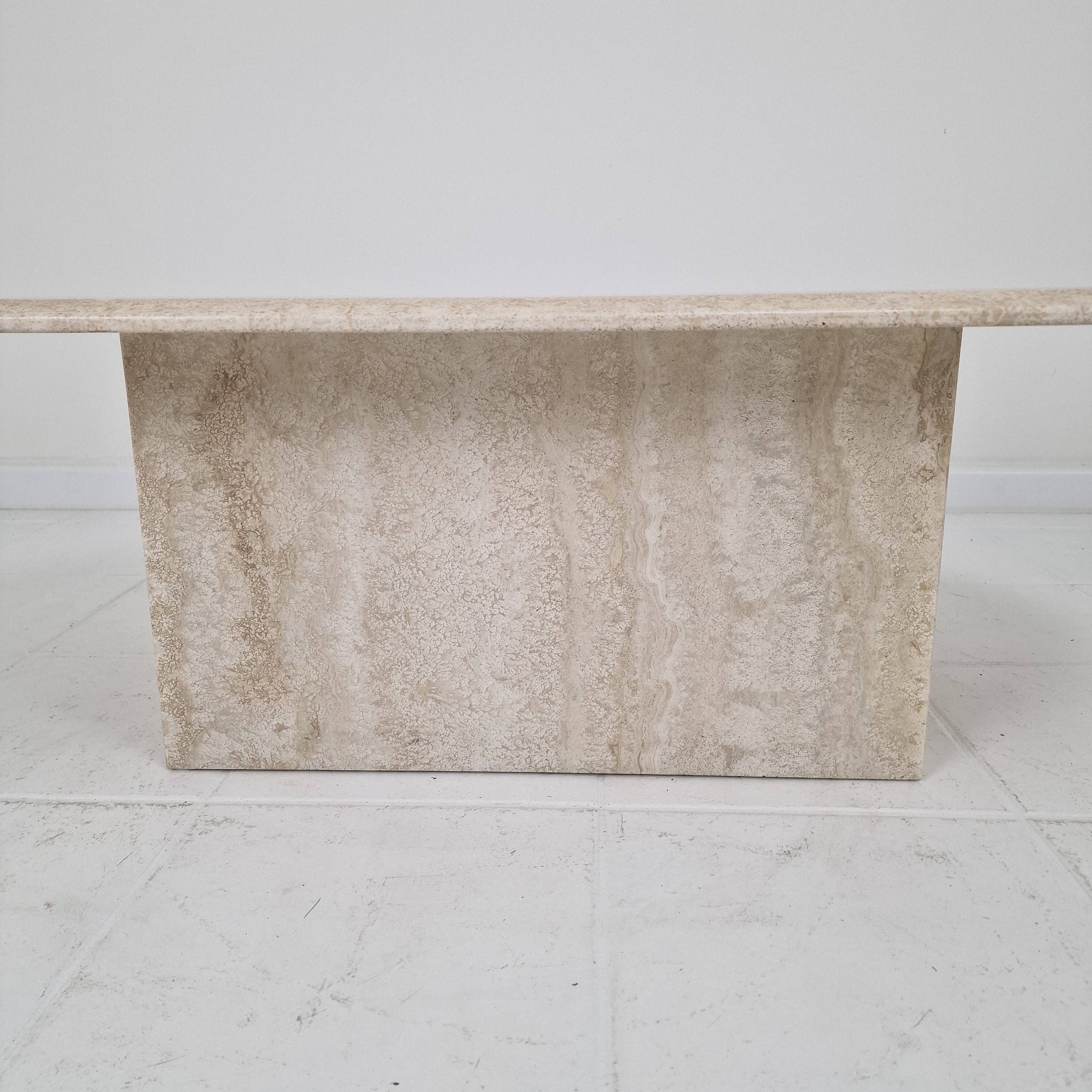 Italian Oval Travertine Coffee Table – Natural Elegance with Sculptural Sty