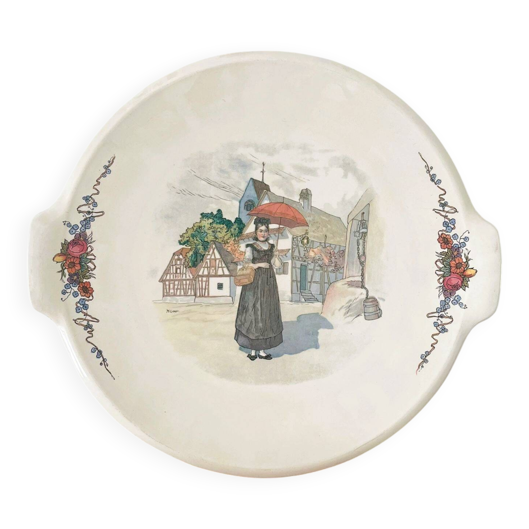 Sarreguemines serving dish - Alsatian decoration