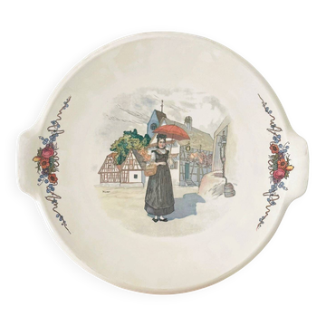 Serving dish Sarreguemines - Alsatian decorations