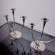 Pair of art deco candlesticks in stainless steel 3 flames, Spain, 1970
