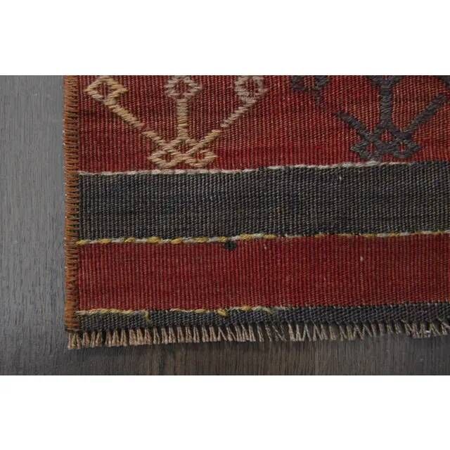 Turkish Kilim Vintage Handmade Wool Runner Rug Orange Gray Runner 66x334