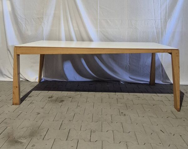 Table vintage 200x90 à pieds asymétriques, design néerlandais Hennie de Jong années 1980