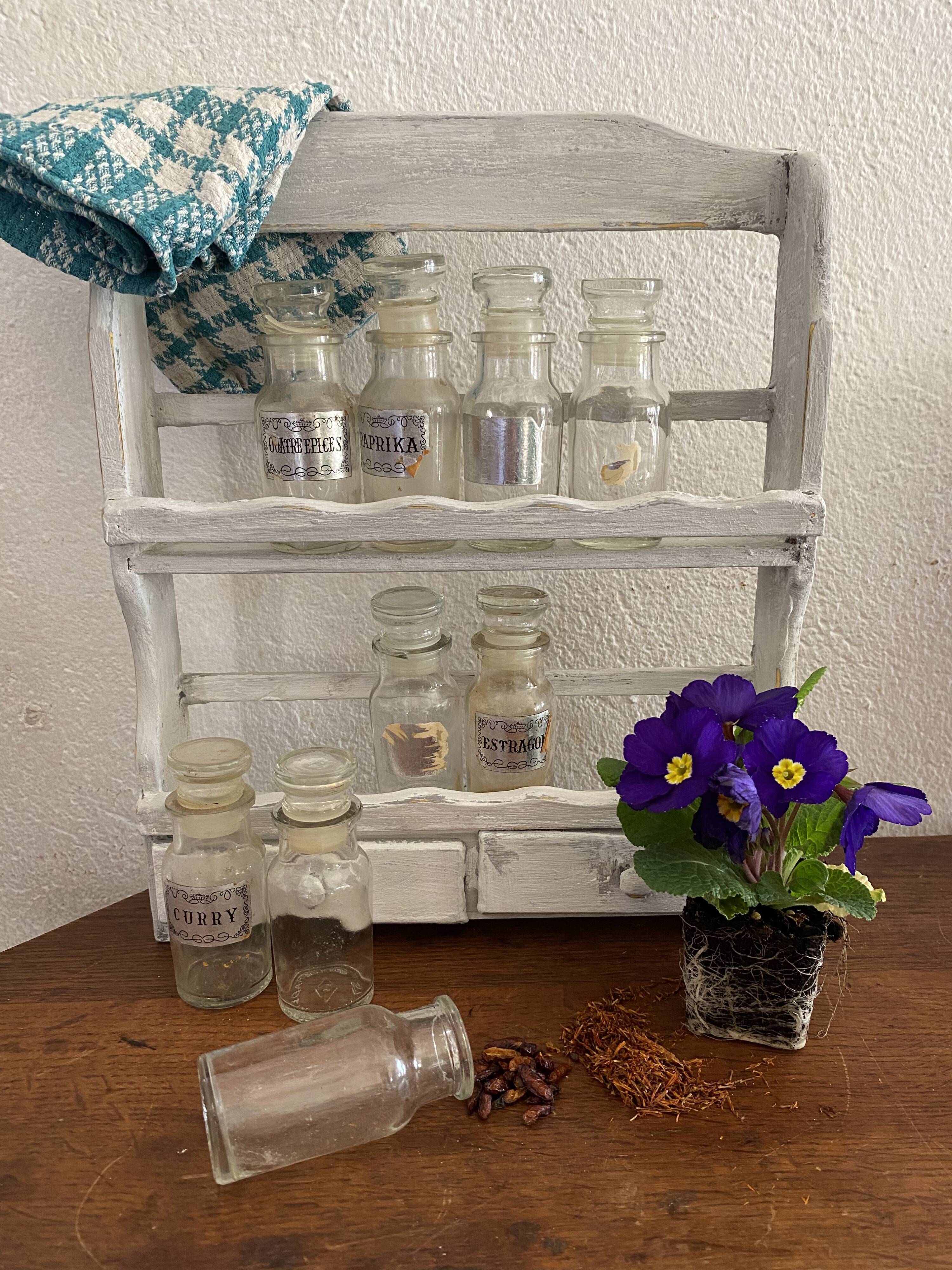 Wooden spice shelf in the 80s.