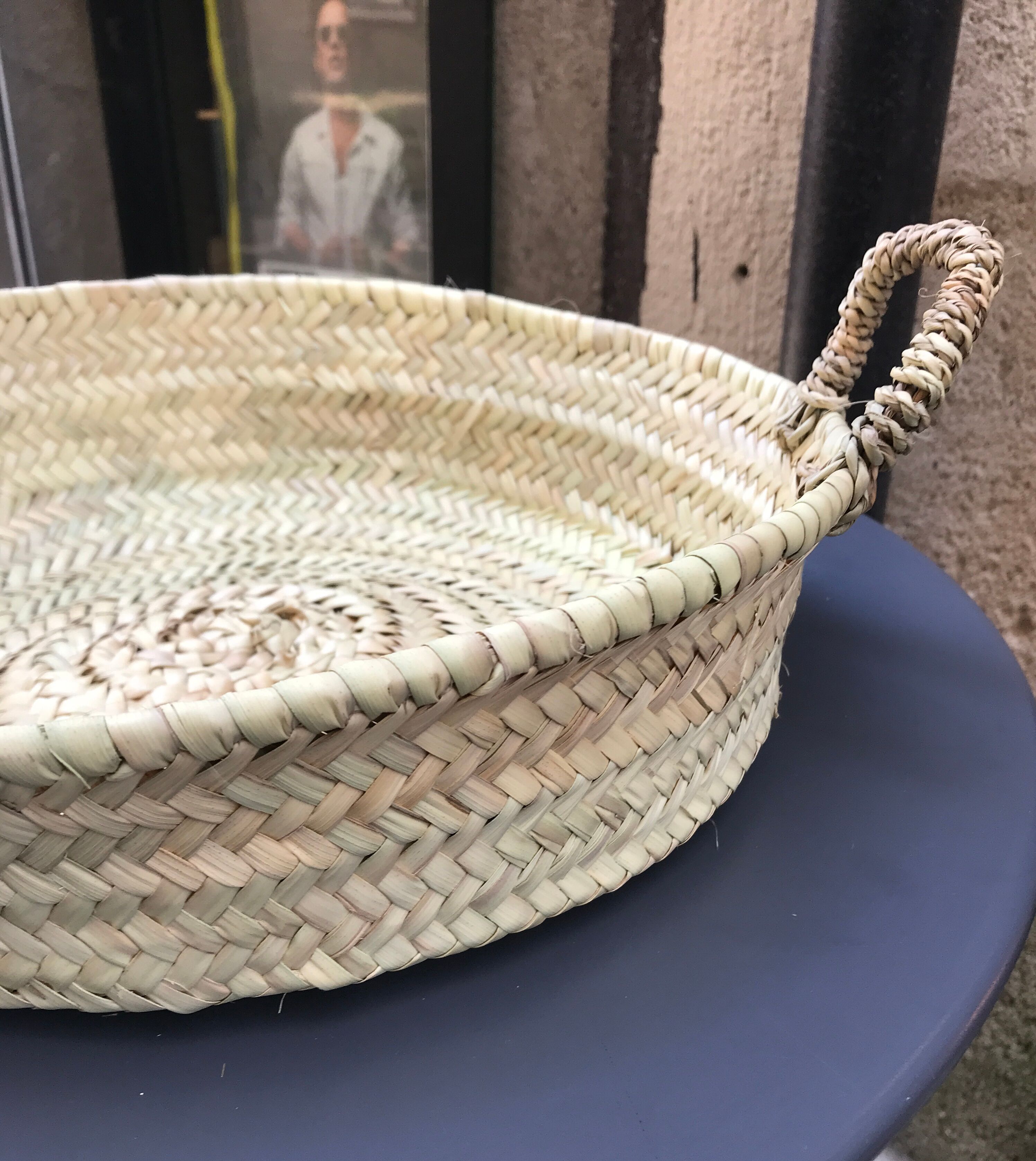 Braided wicker handle basket
