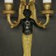 Pair of winged putti wall sconces in Louis XVI style - gilded bronze and black patina