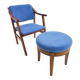 Scandinavian style armchair + velvet footrest