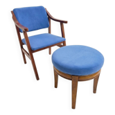 Fauteuil style scandinave + repose pied en velours