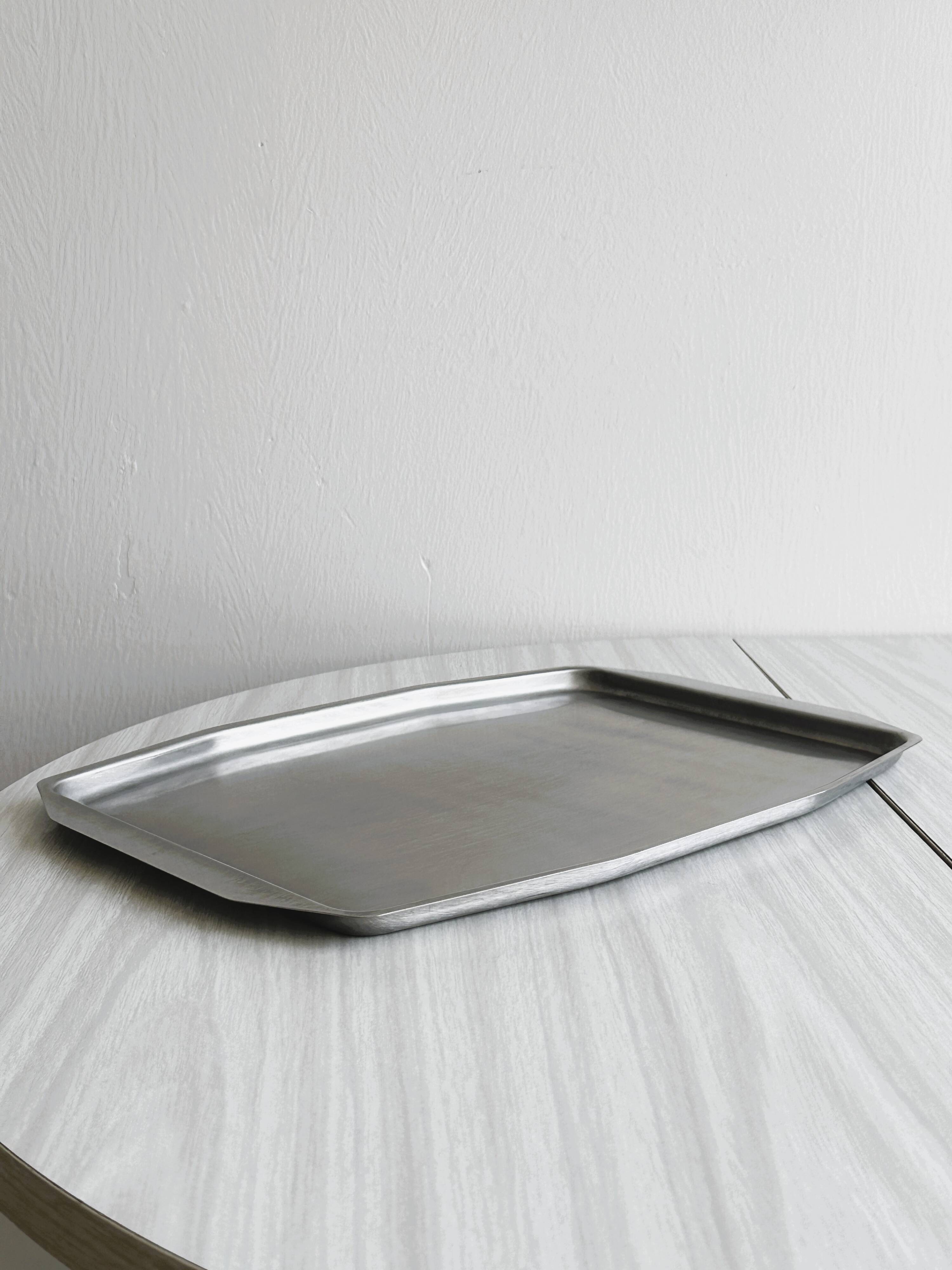 Rectangular stainless steel tray