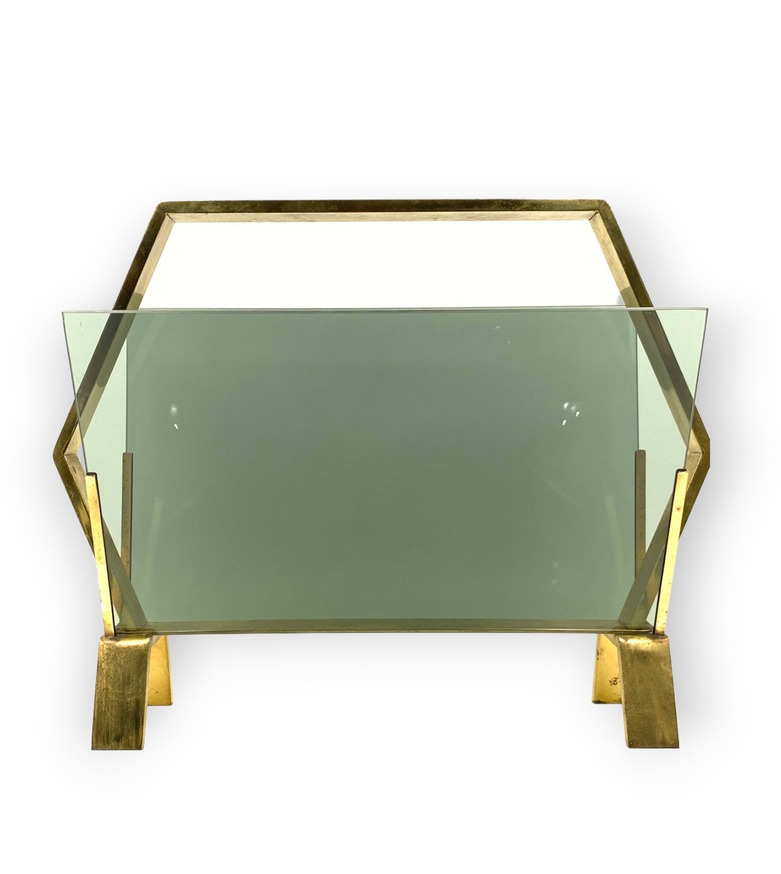 Modern brass magazine rack,  Italy 1970