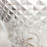 Glass vase carved and painting by hand. France 1940s.