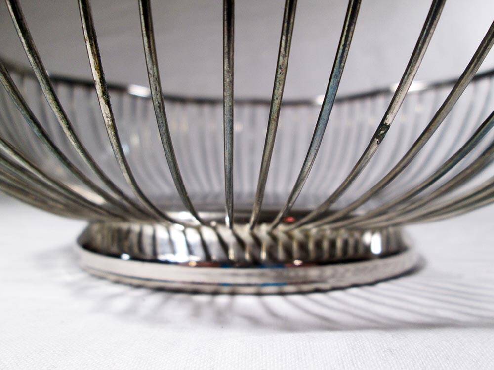 Silver metal fruit basket