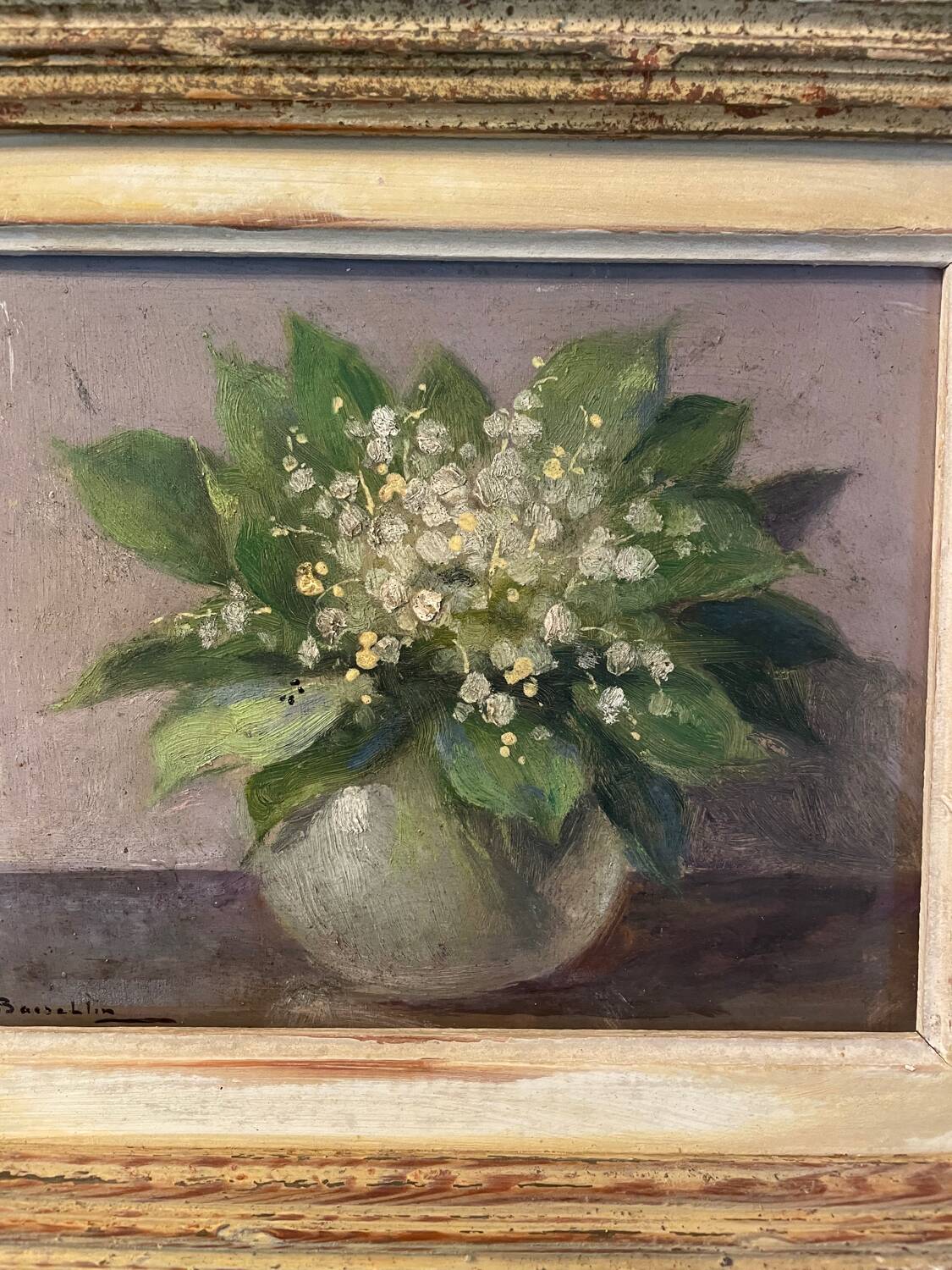 Charming old painting: Bouquet of lily of the valley