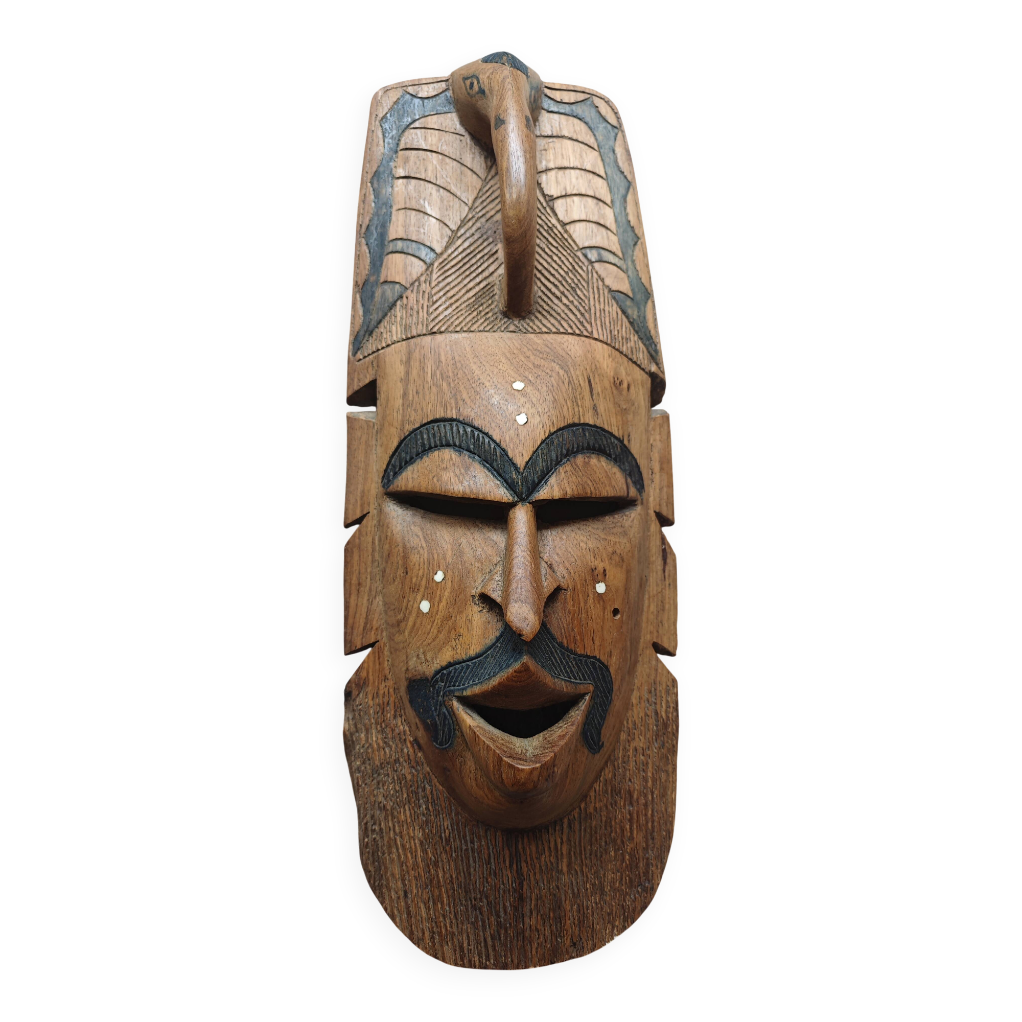 African Mask in Hand-Carved Wood