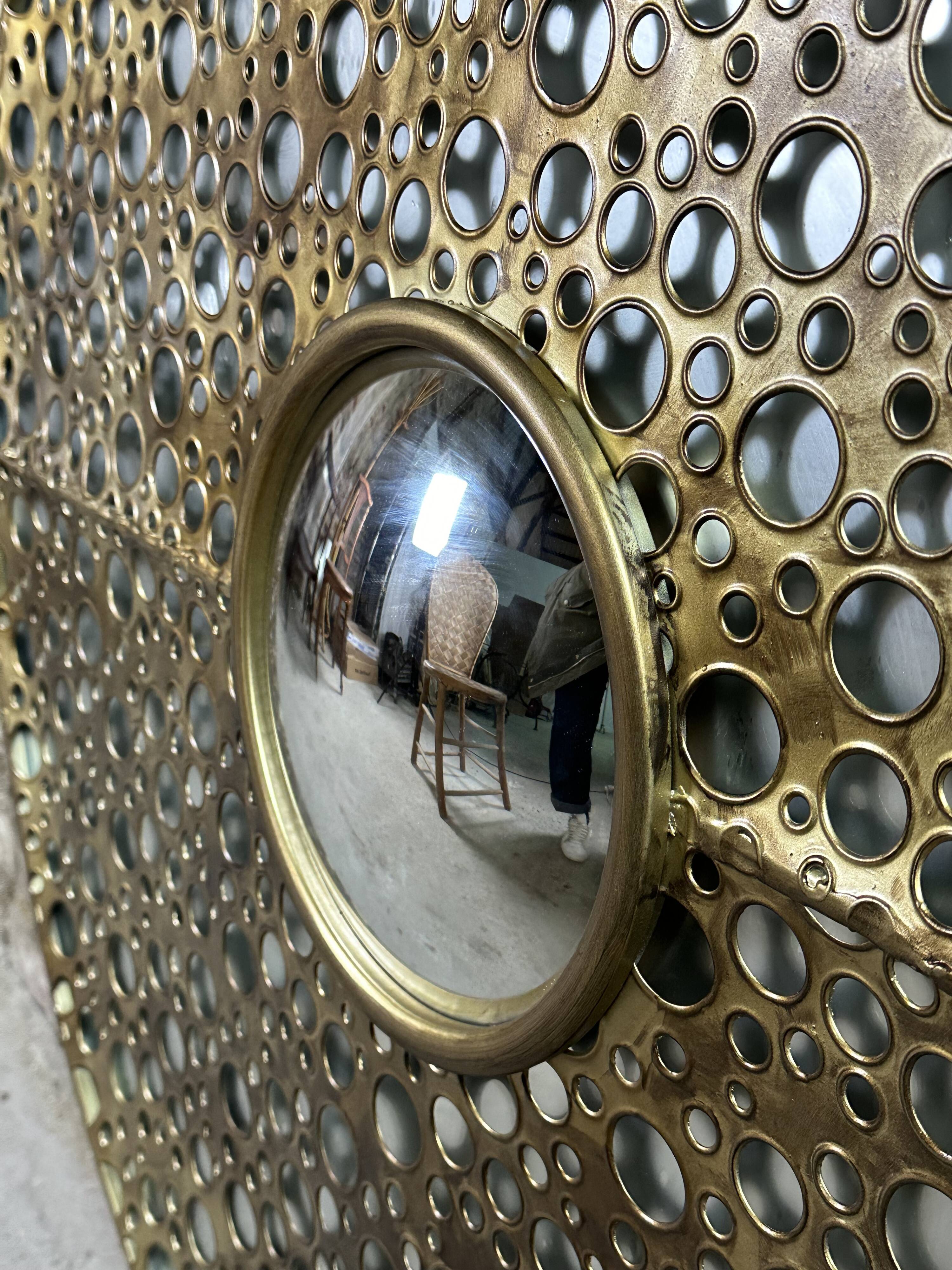 Sun mirror in gold metal Diam 100 cm