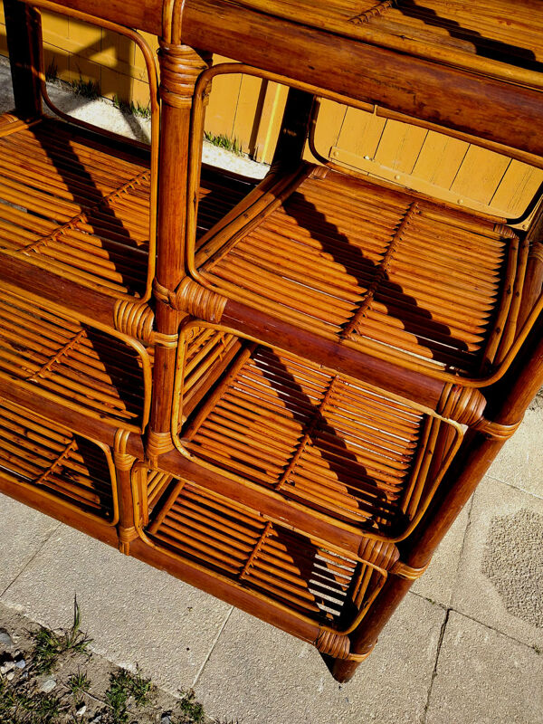 Etagere en bambou et rotin