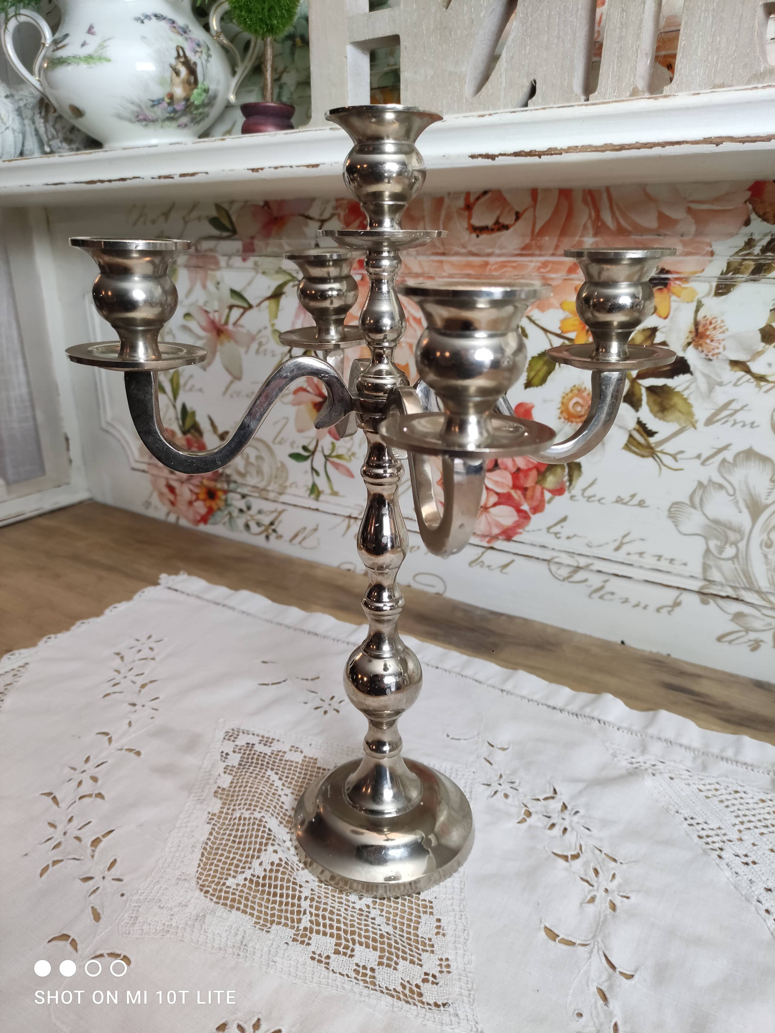 Chandelier 5 branches in silver metal color