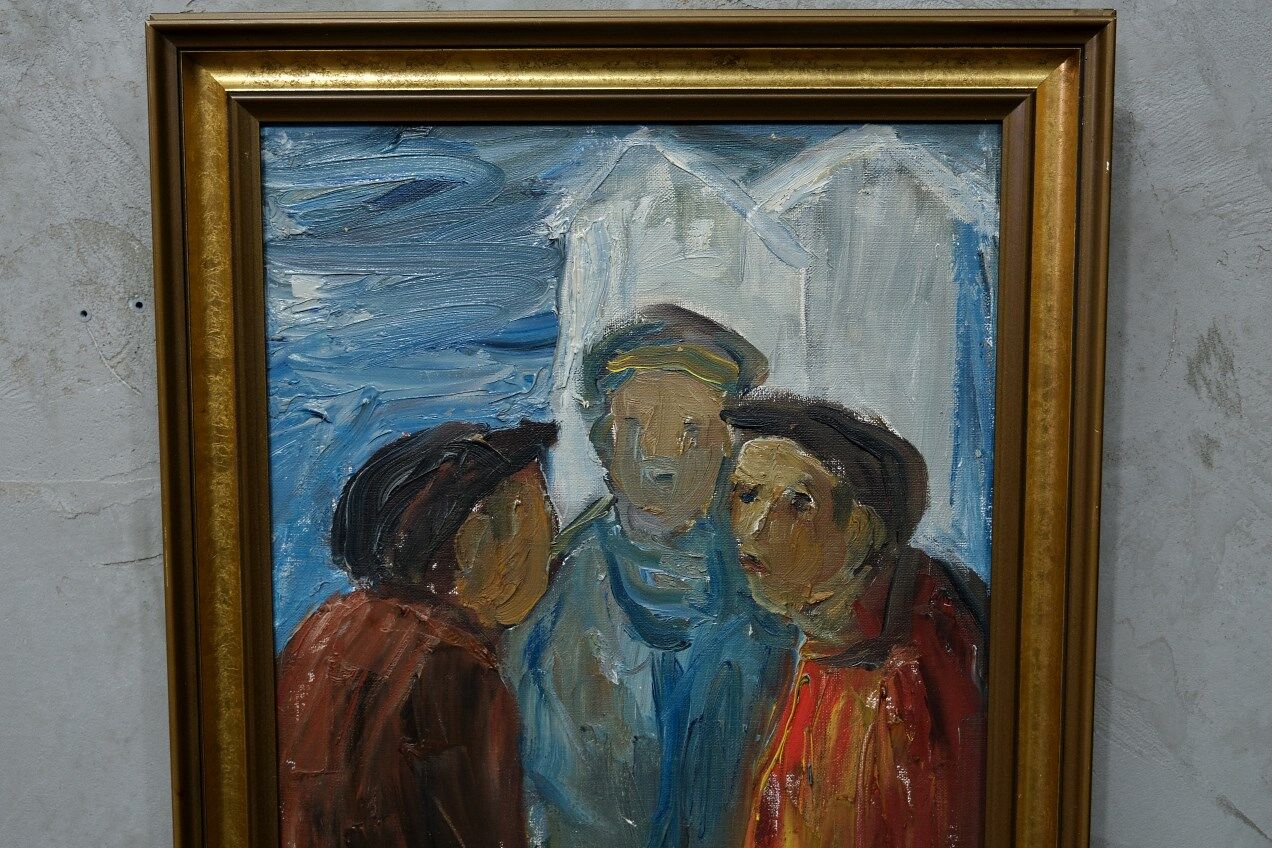 Fishermen, 1960s, oil on canvas, framed, Einar Emland (1916-1994)