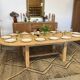Extendable farmhouse table in solid oak
