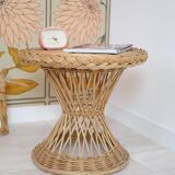 Table d'appoint vintage en osier