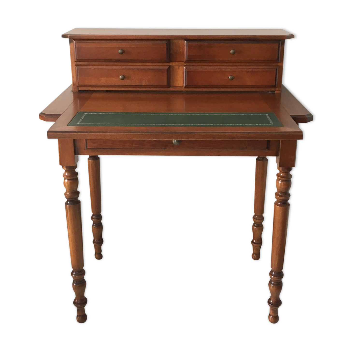 Bureau merisier à tablette rétractable