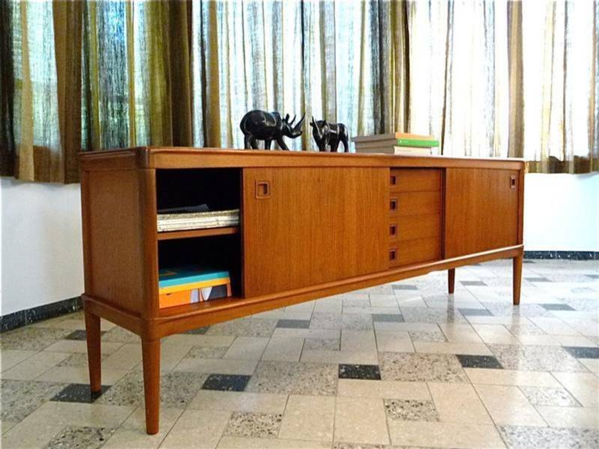 Mid-century Danish modern teak sideboard by Henry W. Klein for Bramin 1960s