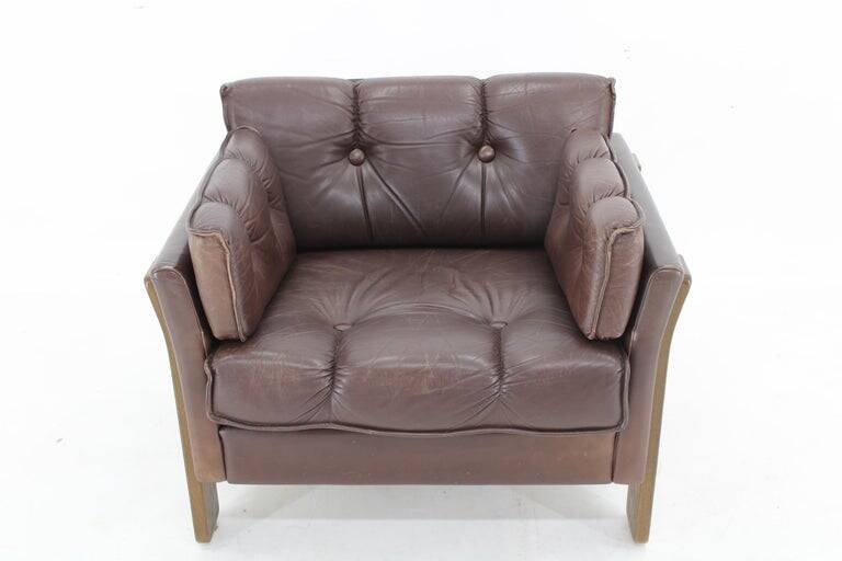 1970s Brown Leather armchair, Denmark