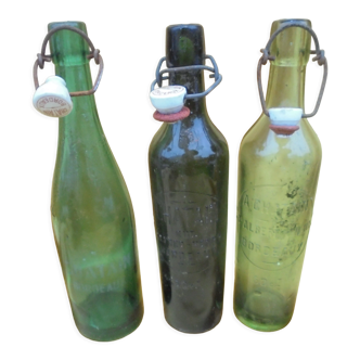 3 old bottles of biere brasserie chatain Bordeaux