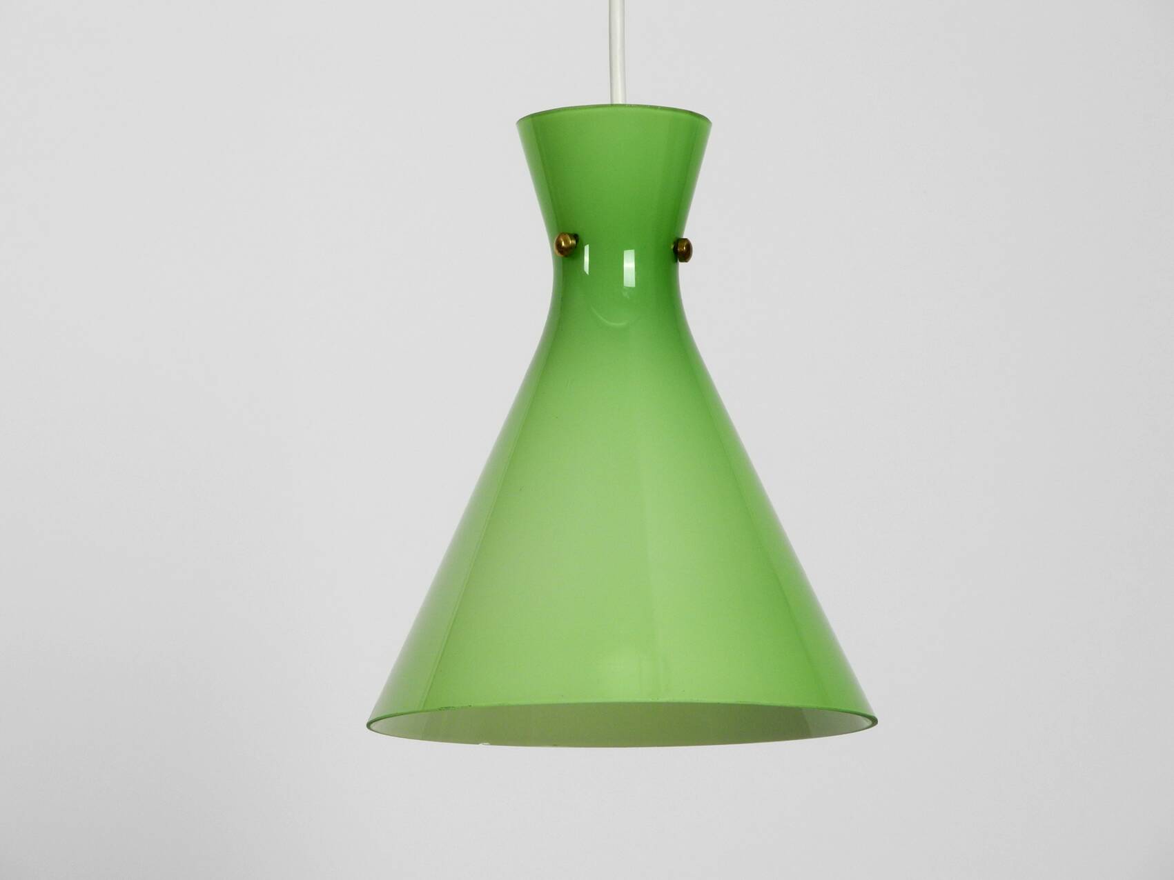 Very beautiful Mid Century flashed glass Diabolo pendant lamp in Green
