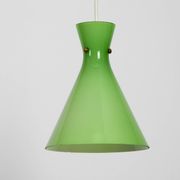 Very beautiful Mid Century flashed glass Diabolo pendant lamp in Green