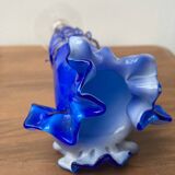 Murano cobalt blue vase with ruffled edge