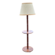 Art Deco floor lamp with wooden shelf and beige lampshade