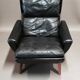 Rosewood armchair and black leather scandinavian 1950