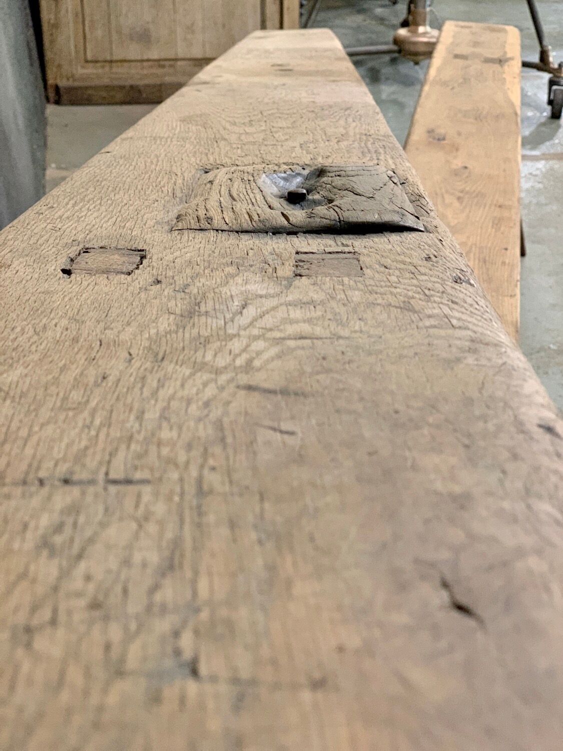 Pair of XXL oak farmhouse bench