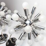 Pair of vintage chrome Sputnik chandeliers