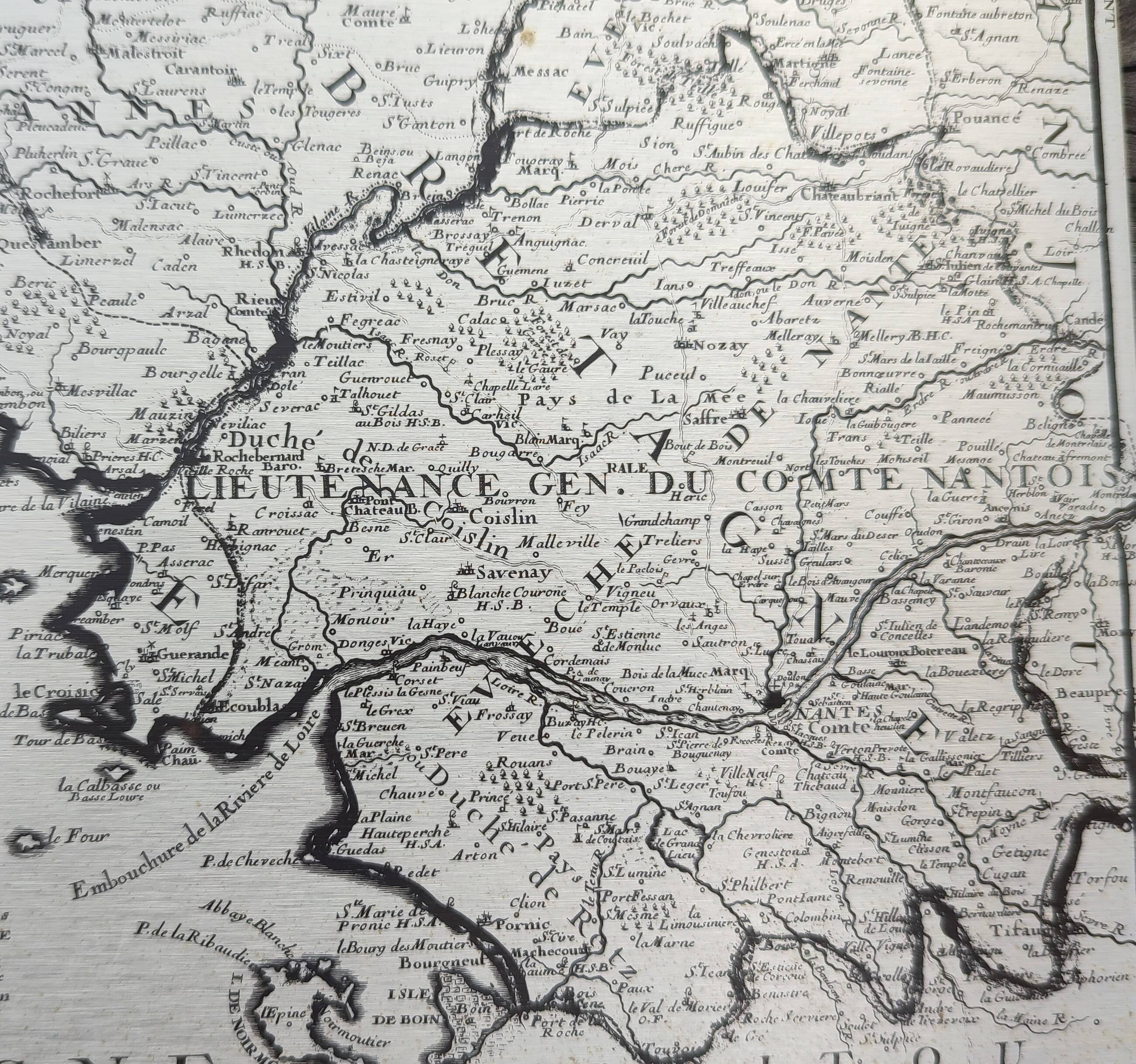 Old aluminium printing plate Brittany map