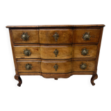 Louis XV commode with three drawers in solid walnut, 18th century
