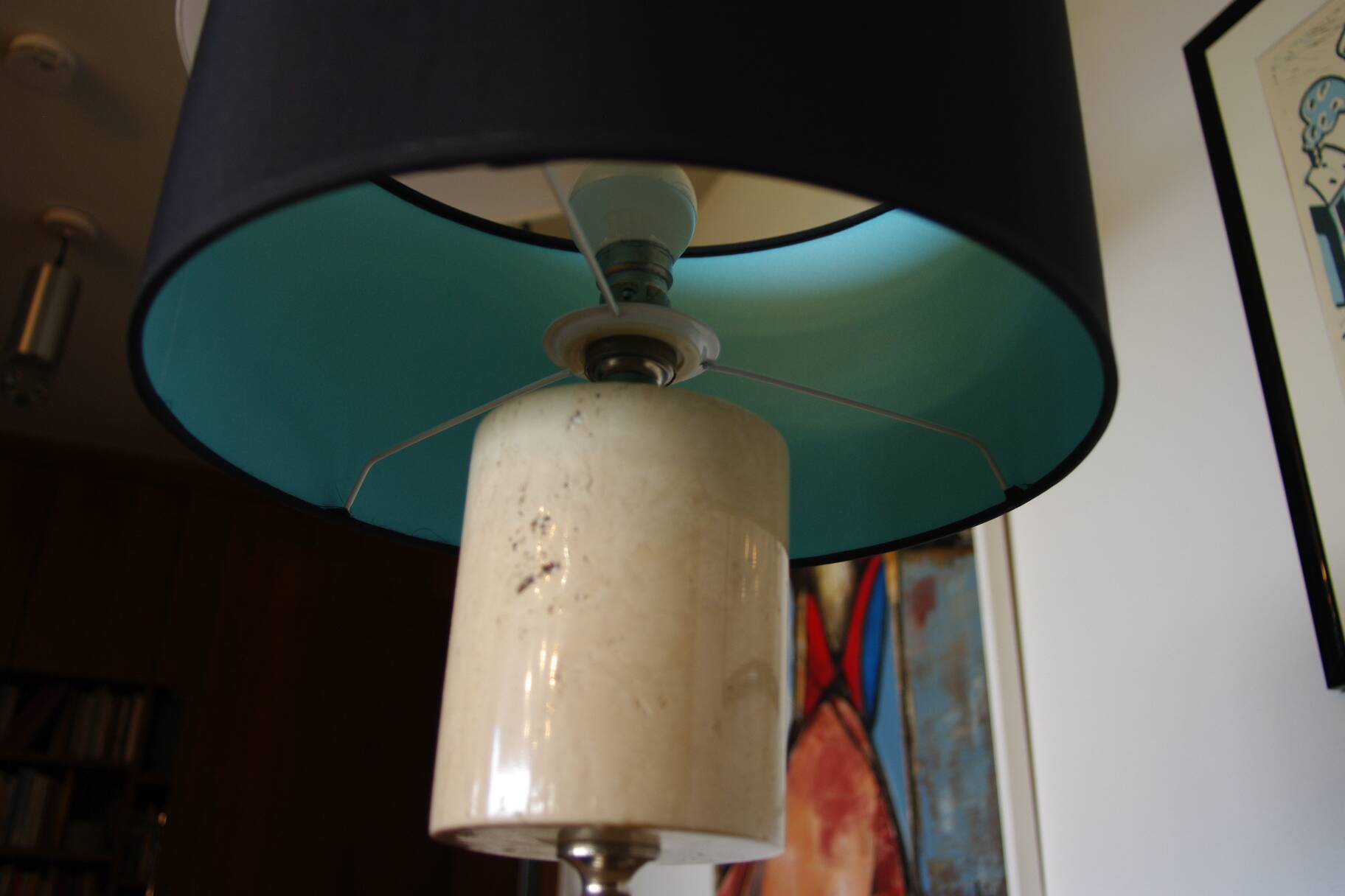 Travertine living room lamp by Philippe Barbier 1970