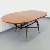 Large round vintage Scandinavian coffee table Smorrebrod by Arne Vodder, extendable into a dining table