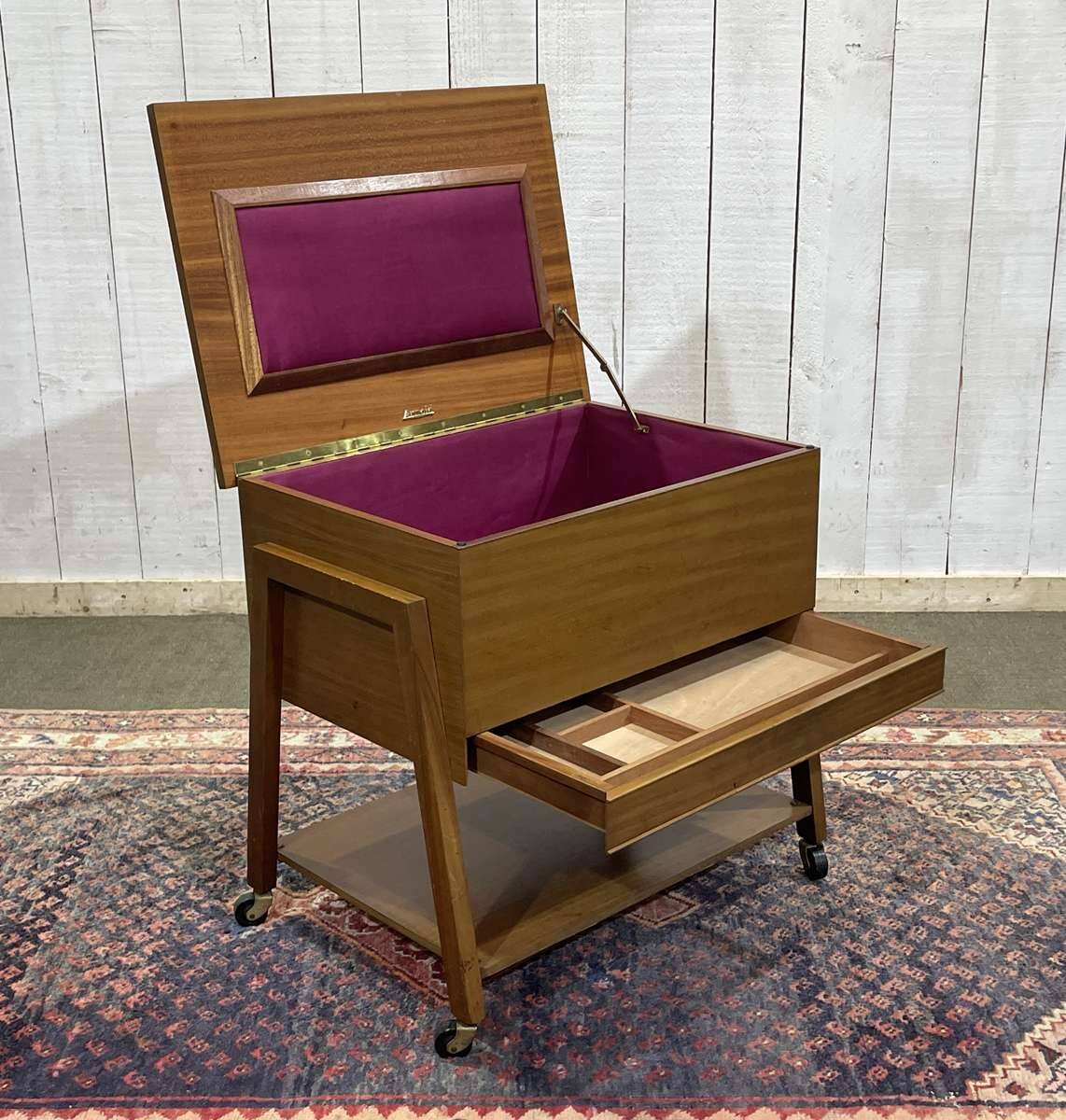 English mahogany sewing cabinet from the 1970s