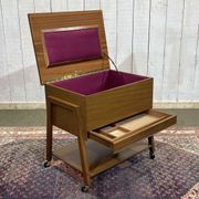 English mahogany sewing cabinet from the 1970s