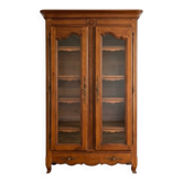 Bibliothèque style Louis XV en merisier avec portes vitrées