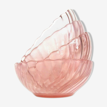 Set of 4 pink glass bowls from the 70s