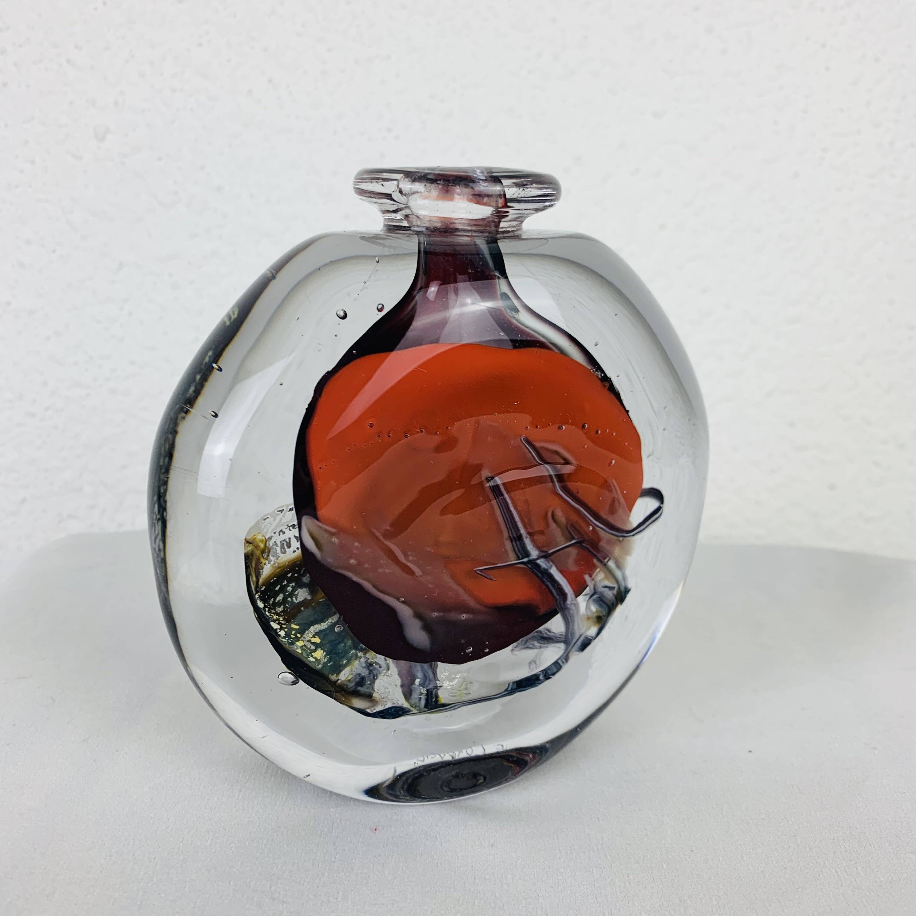 Blown glass vase by François Le Lonquer 1985