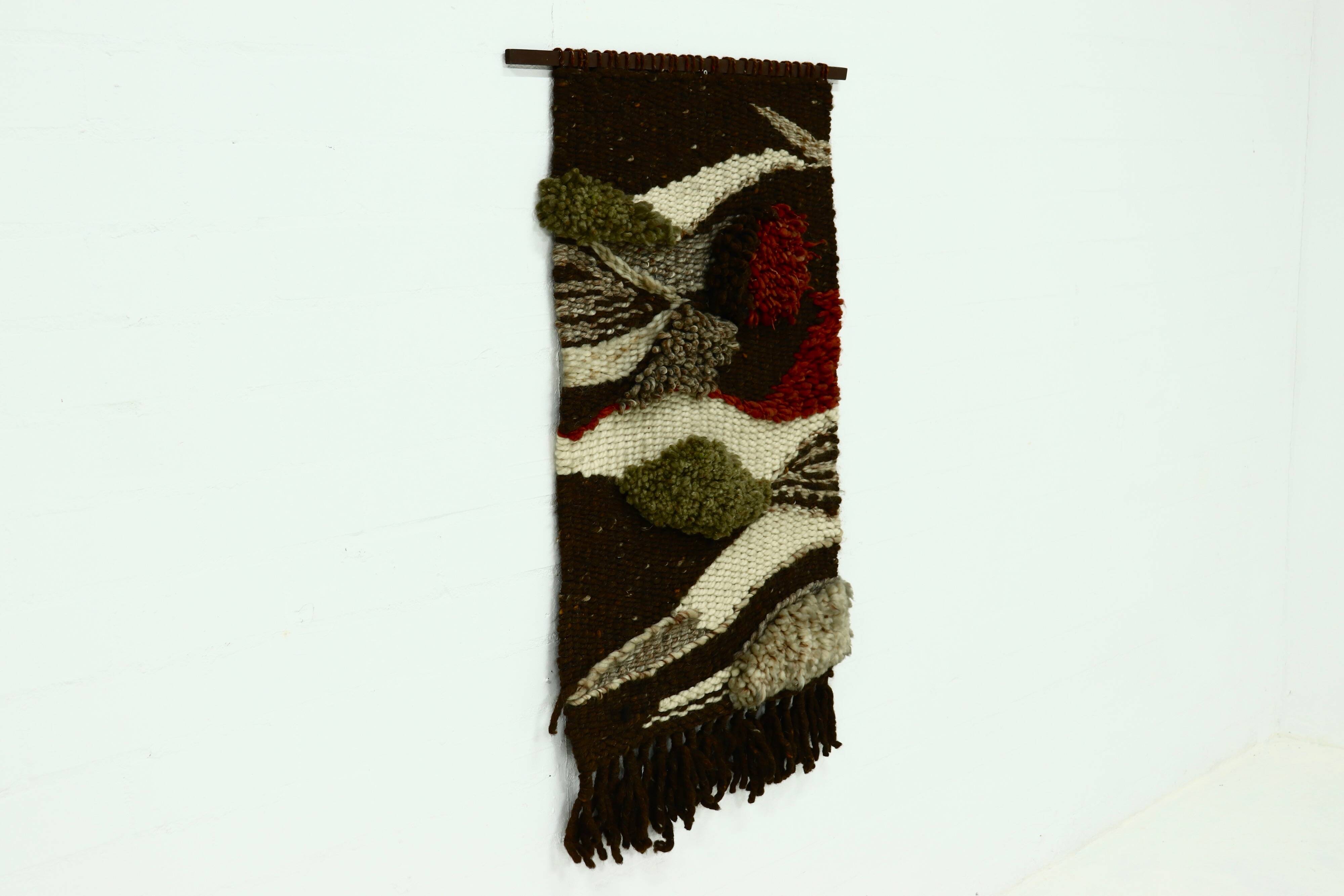 Vintage Hand Knotted Wool Tapestry 1960s